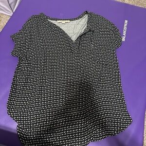 LOFT Black and White Patterned Blouse